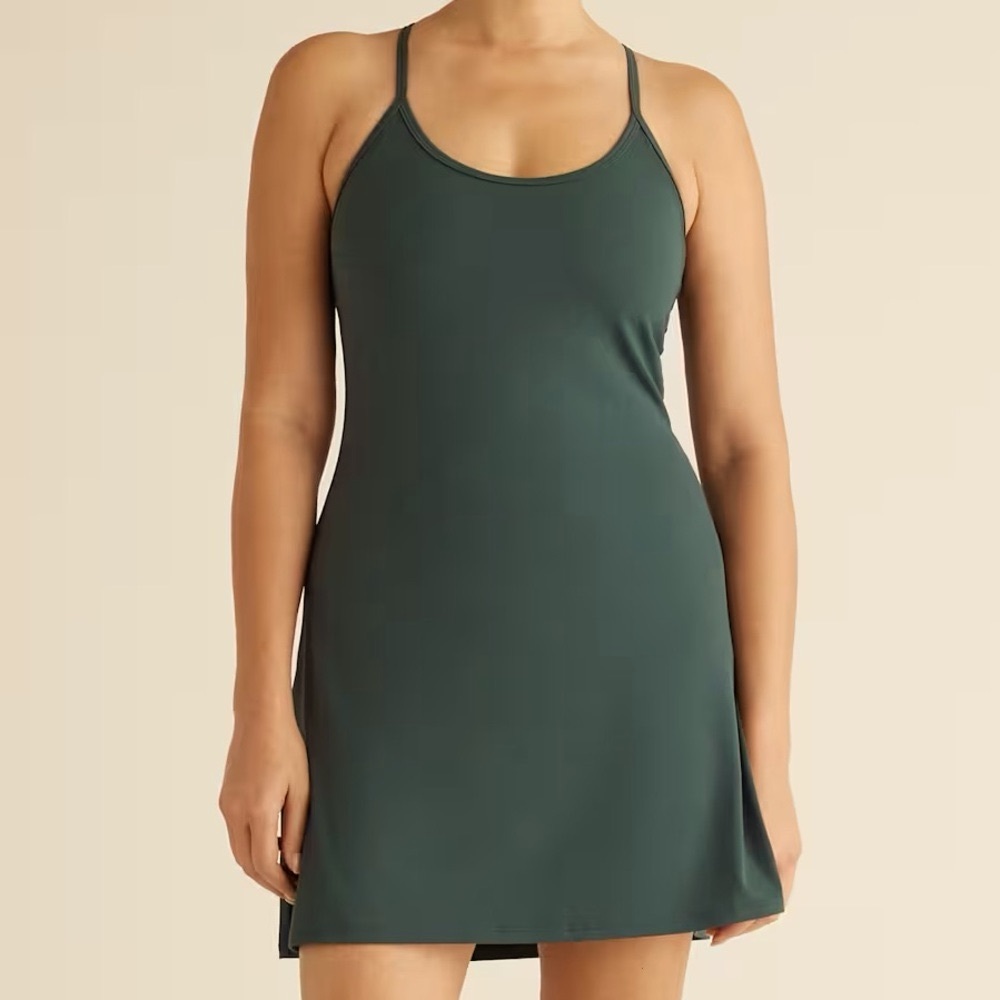 Quince Dark Green Athletic Dress with built in shorts